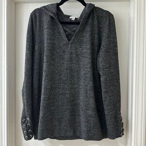Isela Grey Oversized Hooded Sweatshirt, Size Medium